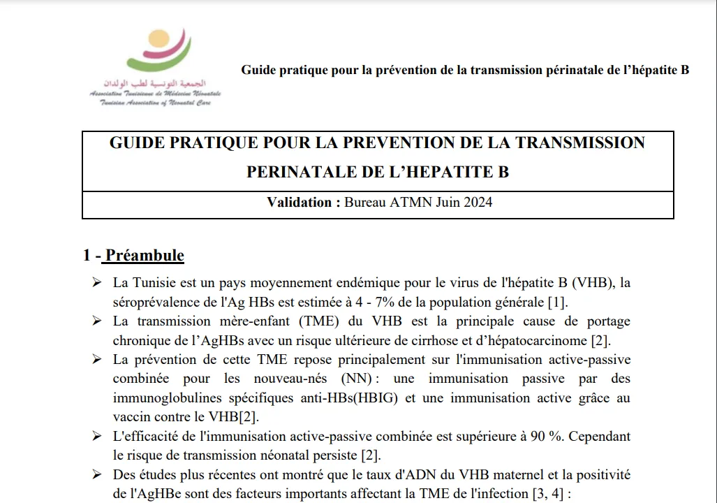 Guide pratique prévention transmission Hépatite B