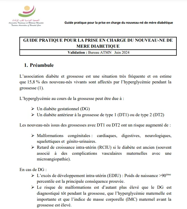  Prise en charge du Nouveau-né de mère diabétique NNMD 2024